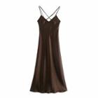 Lace-up Strappy Midi A-line Dress