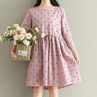 Horse Print Long-sleeve A-line Dress
