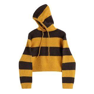 Hood Striped Sweater Yellow - One Size