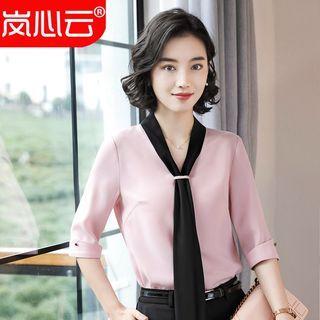 Elbow-sleeve Blouse / Slim-fit Dress Pants / Mini Sheath Skirt / Set