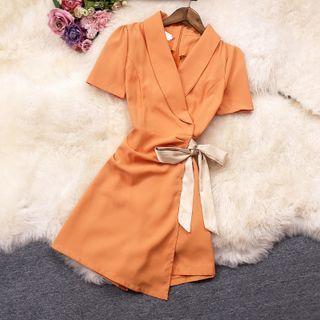 Short-sleeve Tie-front Blazer Dress