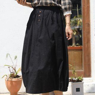 Button-fly Long Balloon Skirt