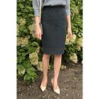 Lace Pencil Skirt Blue Green - One Size