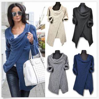 Plain Cowl Neck Cardigan