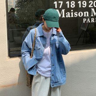 Oversized Denim Jacket Light Blue - One Size