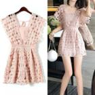 Short-sleeve Mini Lace Dress / Short-sleeve Lace Playsuit