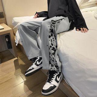 Long-sleeve Printed Slit Pants