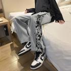 Long-sleeve Printed Slit Pants