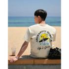 Printed Lettering-embroidered T-shirt