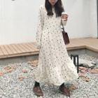 Dotted Long-sleeve Maxi Dress