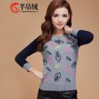 Fish Bone Printed Raglan Sleeve Sweater