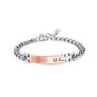 Fashion Elegant Rose Gold Geometric Rectangular 316l Stainless Steel Bracelet With Pink Cubic Zirconia Silver - One Size