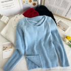Side-slit Furry-knit Skinny Top