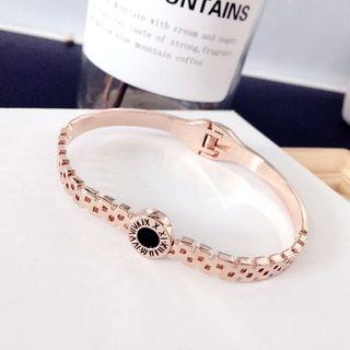 Letter Engraved Bangle 1 Pc - Gold - One Size