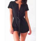 Short-sleeve Button-front Playsuit