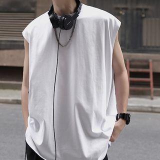 Plain Cap-sleeve Oversize Top