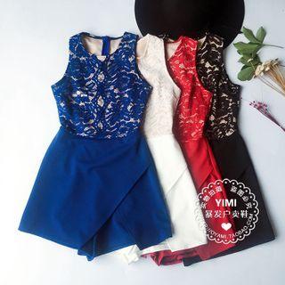 Sleeveless Lace Panel Romper