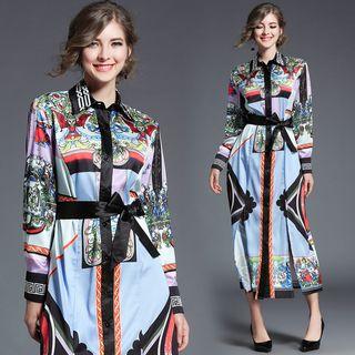 Printed Satin Maxi Dress