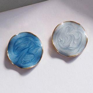 Non-matching Glaze Disc Earring S925 - Stud Earrings - 1 Pair - As Shown In Figure - One Size