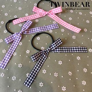 Gingham Bow Accent Hair Tie
