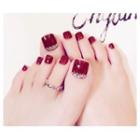 Embellished Toe Nail Tips J51 - Glue - Wine Red - One Size