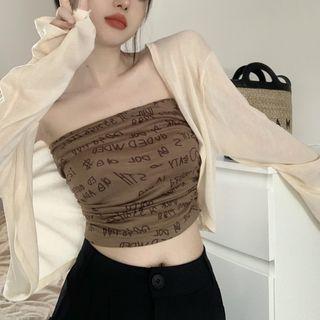 Plain Cardigan / Lettering Tube Top