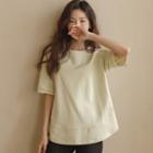 Seam-trim Round-hem Boxy T-shirt