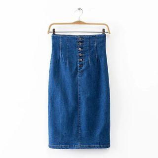 High-waist Denim Pencil Skirt