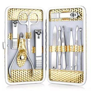 Stainless Steel Manicure Kit Set Of 12 - Gold - One Size