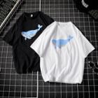 Couple Matching Elbow-sleeve Printed Whale T-shirt