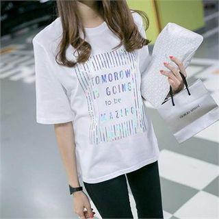 L Me Lettering Cotton T-shirt