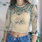 Printed Round Neck Cropped Top