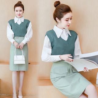 Set: Shirt + Vest + Mini Skirt