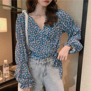 Floral Blouse Floral - Blue - One Size