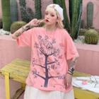Tree Print Short-sleeve Loose-fit T-shirt