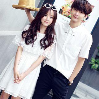 Couple Matching Short-sleeve Shirt / Short-sleeve A-line Dress