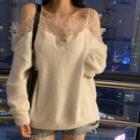 Cold Shoulder Sweater Dress White - One Size
