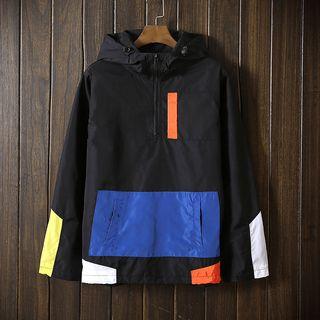 Long-sleeve Panel Hooded Light Top