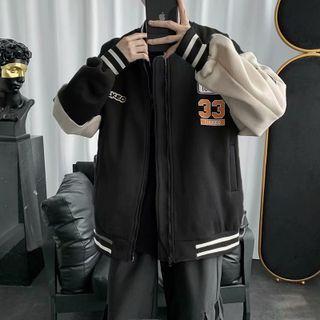 Printed Two Tone Baseball Jacket