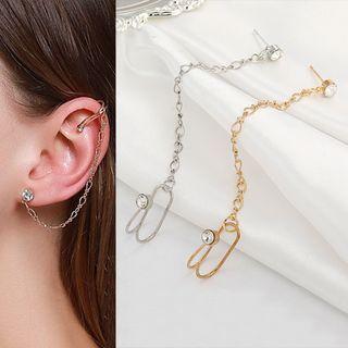 Rhinestone Chained Alloy Cuff Earring