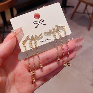 Rhinestone Fringe Drop Earring E4660 - 1 Pair - Gold - One Size