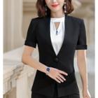 Short-sleeve Blazer / Sleeveless Work Blouse / Dress Pants / Set