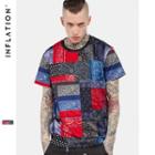 Paisley Patterned Color Block Short Sleeve T-shirt