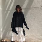 Slit Long Sweater Black - One Size