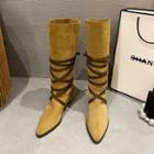 Pointy Lace-up Short Boots