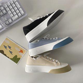 Two Tone Platform Canvas Sneakers