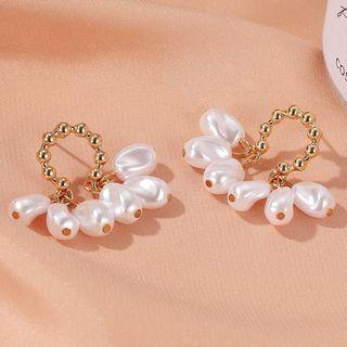 Faux Pearl Fringed Earring 1 Pair - 01kcwg0-0364 - Gold - One Size