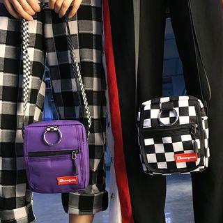 Checker / Plain Mini Crossbody Bag
