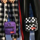 Checker / Plain Mini Crossbody Bag