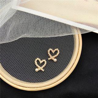 Faux Pearl Heart Earring 1 Pair - Ear Studs - One Size
